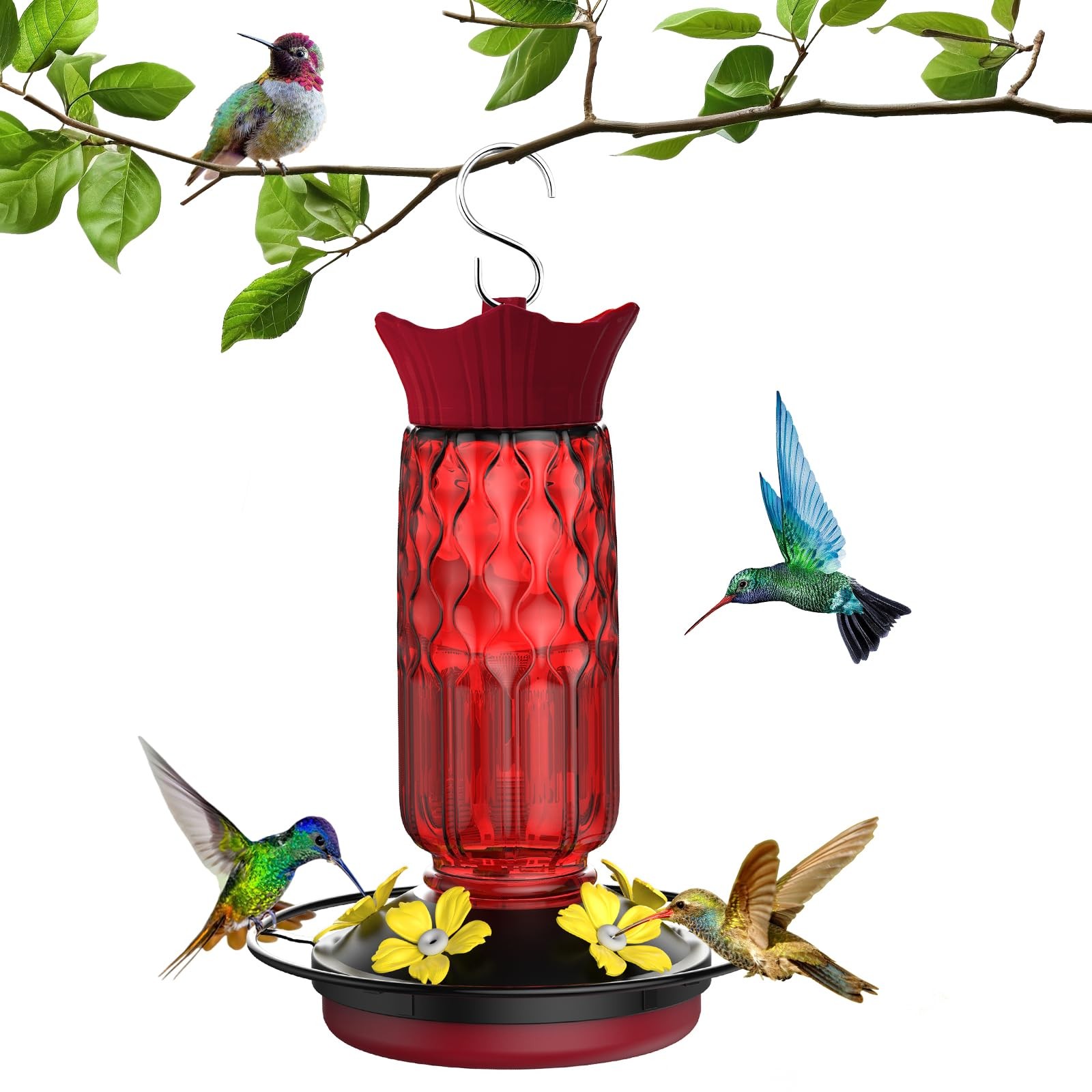 S For Outdoors, Hanging Hummingbird Feeder W/ 5 Feeding Port