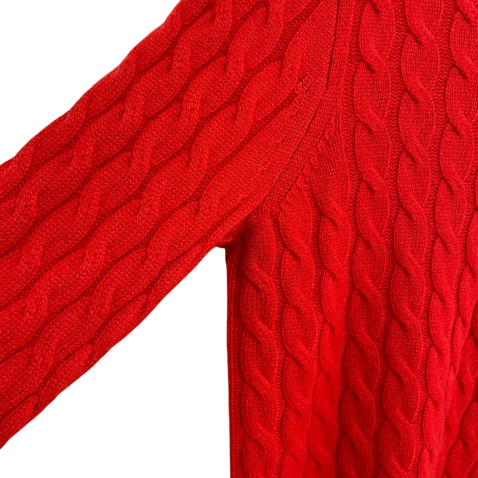 J. Suéter Crew Perfect Cachemir Tejido con Cable Cuello Redondo Rojo Mujer Pequeño Foto 4 de 4