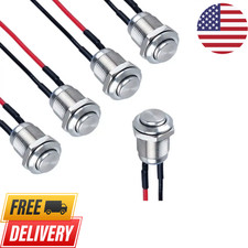 5-Pcs 12 mm Momentary Push Button Switch Waterproof Push Button Switch Round