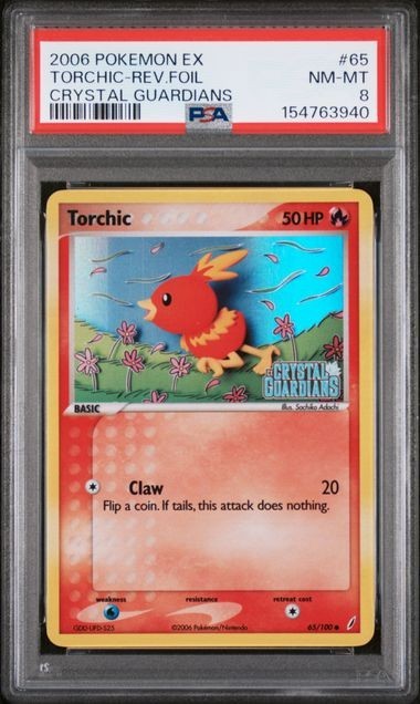 PSA 8 NM-MT2006 POKEMON EX CRYSTAL GUARDIANS #65 TORCHIC REVERSE FOIL
