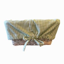 POTTERY BARN KIDS White Sabrina Basket with Liner Green Gingham Plaid Checker
