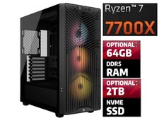 AMD Ryzen 7 7700X, 64GB DDR5, 2TB NVMe SSD, W11,WiFi, RGB, RTX Ready Gaming PC