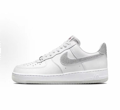 Nike Air Force 1 Low Herren Sneaker Low Top Leder Weiß/Silber EU 43