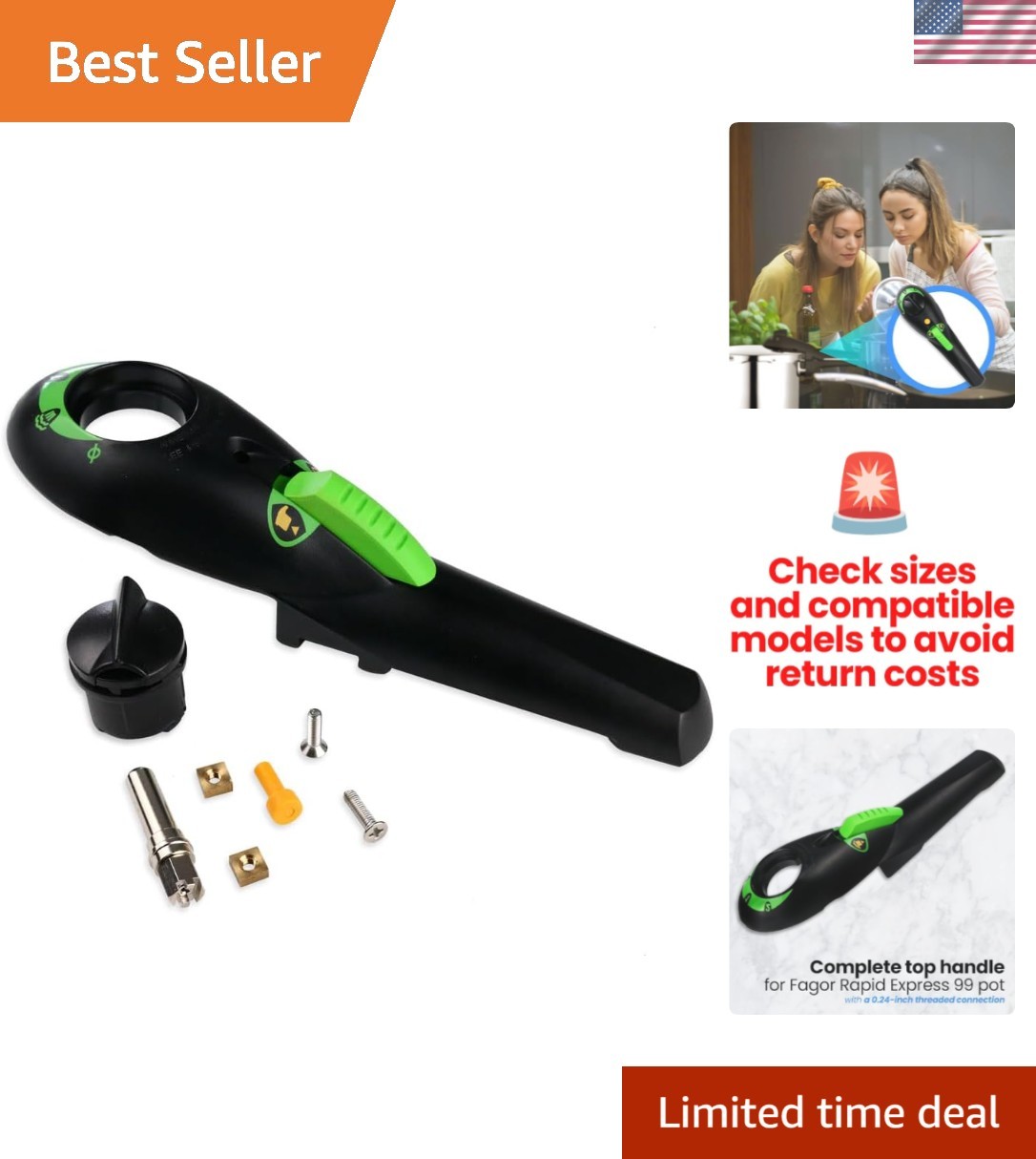 Complete Replacement Handle Kit for Fagor Rapid Express 99 Pressure Cooker