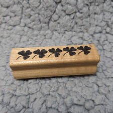 Vintage Happy Stamper Wood Mounted Rubber Stamp Border Of Clovers St...