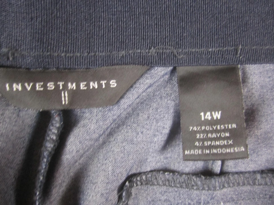 Investments Pants Womens 14W Navy Blue Pull-On Stretch Straight Leg Career Work - Image 4 of 4