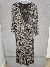 Marks & Spencer Wrap Midi Dress Abstract Floral Black/Brown Women's UK14 - 27in