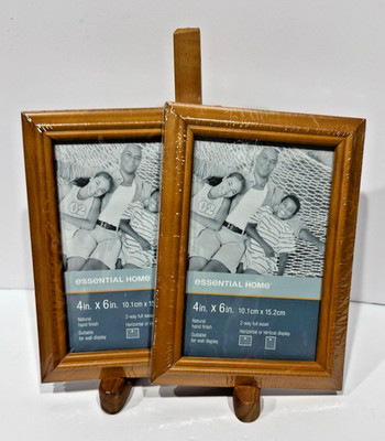 Essential Home Natural Hand Finish Picture Frame Wall Display 4'' x 6'' (Set of 2)