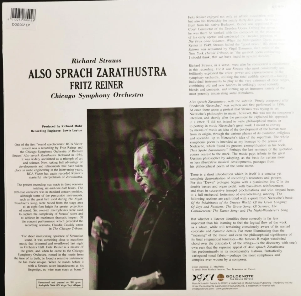 LP STRAUSS: Also sprach Zarathustra. FRITZ REINER. Chicago SO. RE Goldnote 180g - Bild 2 von 4