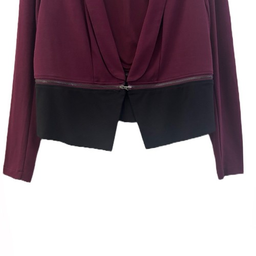 Torrid Womens Blazer Shawl Collar Blazer Burgundy Black Detachable Zipper Size 1 - Picture 6 of 11