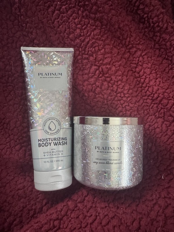 New NWT Lot Bath And Body Works Fathers Platinum  Three Wick Candle + Body Wash