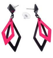 Ohrringe Rhombus Neon Pink 80Er Jahre Achtziger Fasching Karneval Accessoires