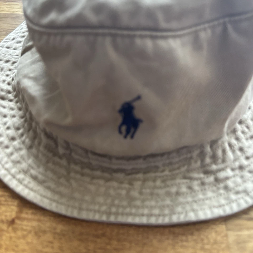 Polo Ralph Lauren Bucket Hat Tan Blue Pony Size Small Medium Preppy Travel Gorp - Image 4 of 4