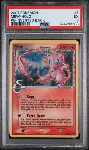 2007 POKEMON POP SERIES 5 #3 MEW-HOLO P5-INVERTED BACK PSA 5