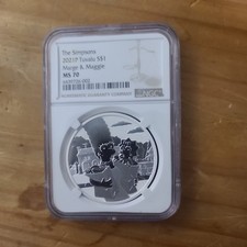 2021 P TUVALU $1 THE SIMPSONS: MARGE & MAGGIE - NGC MS70 - .999 SILVER COIN
