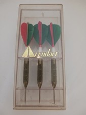 Vintage Green/Red Feather Accudart Set Of Darts With Case