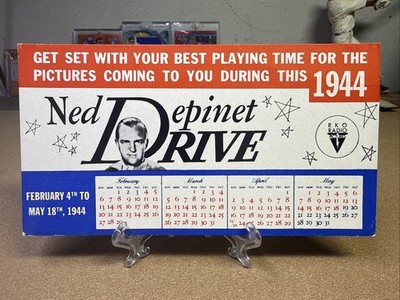 Vintage 1944 Ned Depinet Drive Calendar Radio Advertising RKO Radio Pictures