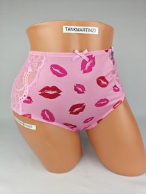 Cacique Cheeky Brief Sexy Plus Panty Lingerie 18/20 Pink Red Lips Kisses