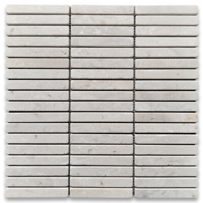 M74XT Crema Marfil Marble 5/8x4 Rectangular Stacked Mosaic Tile Tumbled