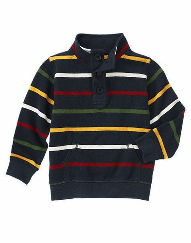 Gymboree Barkside Academy Navy Blue Striped Half Snap Pullover Sweater 7 NEW NWT