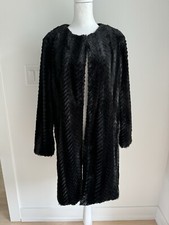 Fever Women’s Size Small Black Faux Fur Duster Jacket