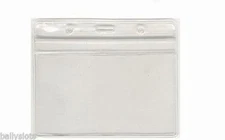 5 ID Card Badge Horizontal Holder Zip Lock Zipper School Hospital Travel Work