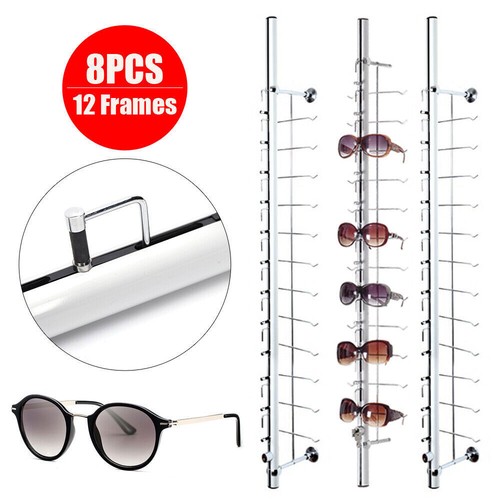 8PCS Eyeglasses Storage Rack Hold 12 Frames Optical Frames Display Rod w/ Lock - Picture 7 of 11