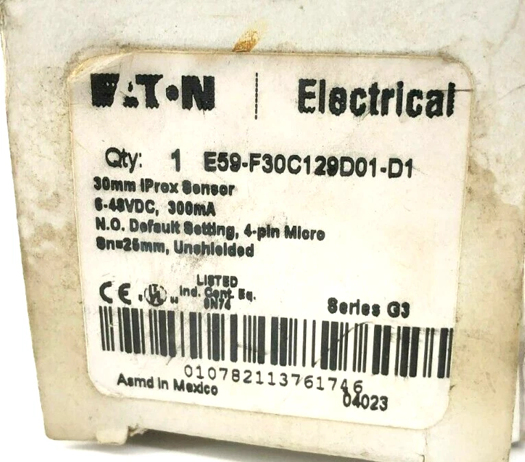 New Eaton E59-F30C129D01-D1 Proximity Sensor 25mm Range 6-48VDC Series G3 - Image 2 of 4