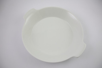 Vtg Arabia Finland 6-67 Round White Au Gratin Baking Serving Dish Tab Handles