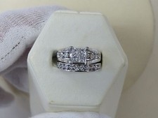 14 KT 14 K WHITE GOLD ENGAGEMENT RING AND WEDDING BAND 2 CT TCW