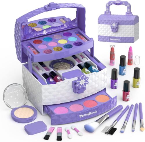 PERRYHOME Kids Makeup Kit for Girl 35 Pcs Washable Makeup Kit Real Cosmetic, Sa - Picture 1 of 7
