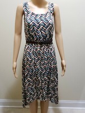 Women Hi-low Dress by Calvin Klein Multicolored w/ belt US 8 New w/o tag