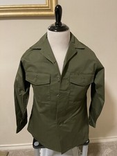 US ARMY VINTAGE MILITARY MEN'S OG-507 UTILITY FATIGUE SHIRT 15.5x33 VIETNAM MED.