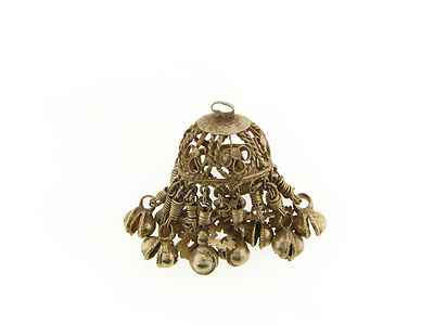 Vintage India Silver M Haskell Bold Patina Filigree Mix Charm Umbrella Dangles
