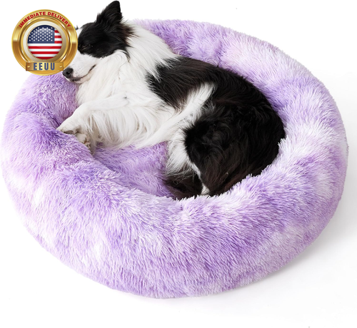 Calming Dog Bed for Large Dogs - Donut Washable Large Pet Bed, Anti-Slip round F