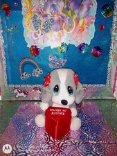   Dan Dee /Valentine's Day Sad Sam  Honey /Gray Dog w/Gift Heart Box 8"Plush 