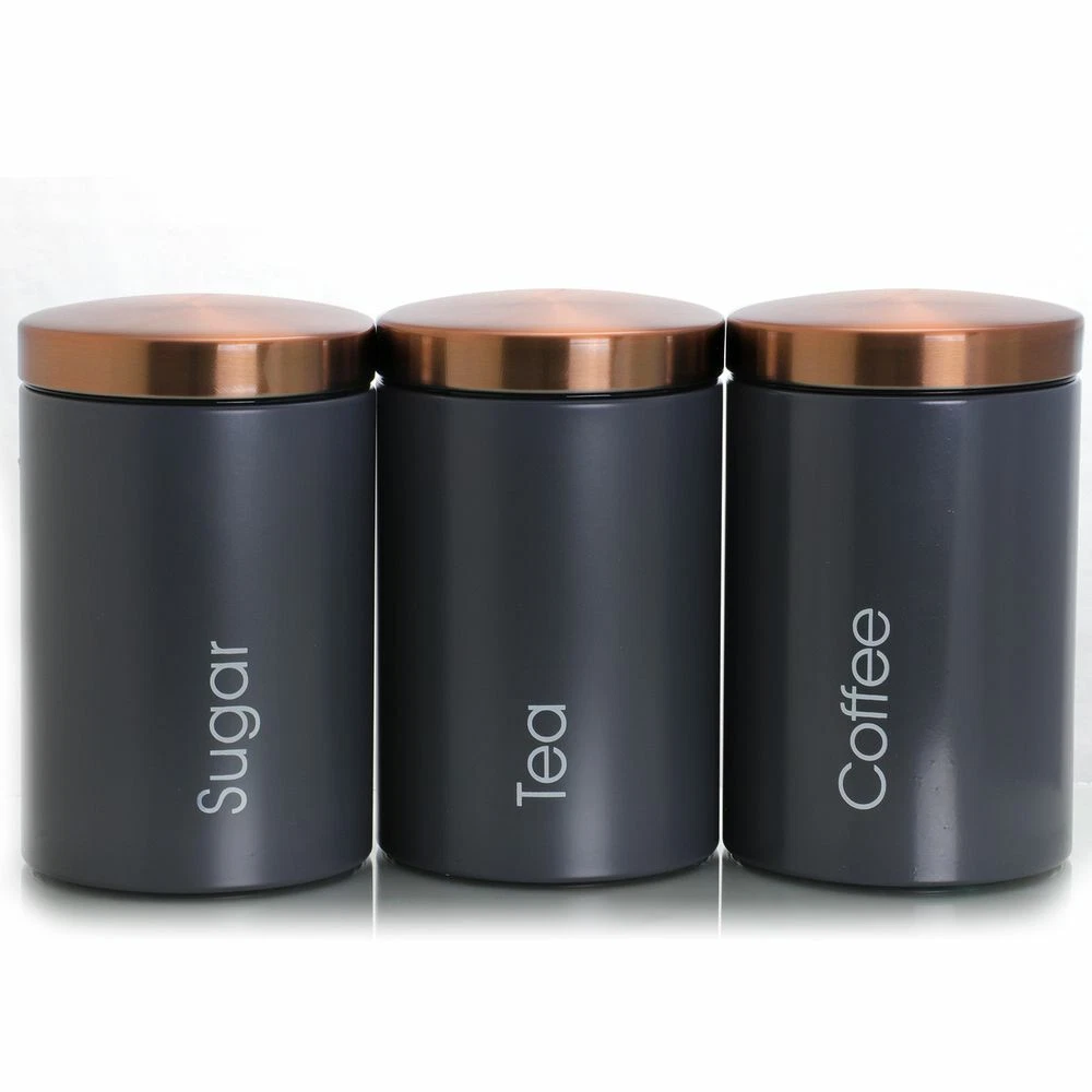 MegaChef Essential Kitchen Storage 3 Piece Sugar Coffee and Tea Canister Set