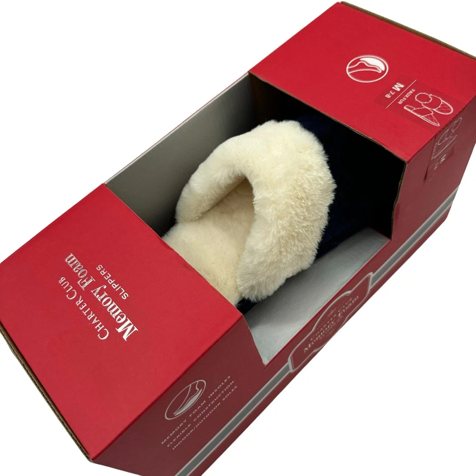 Zapatillas sin cordones Macys Charter Club azul marino de espuma viscoelástica SLF9964APL piel sintética 7/8 Foto 2 de 4