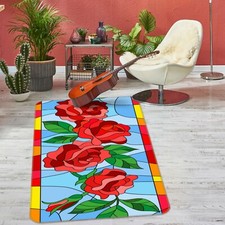 3D Red Rose Flower NAO6332 Game Rug Mat Elegant Photo Carpet Mat Fay