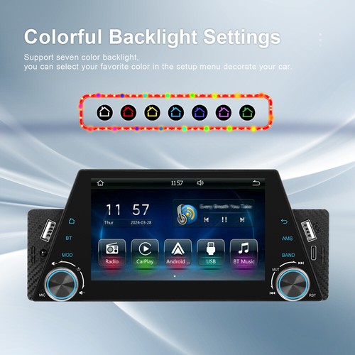 Single 1Din TouchScreen Car Stereo Radio MP5 Bluetooth For Apple/Android CarPlay - Picture 13 of 22