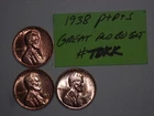 wheat penny lot 1938-P,1938-D,1938-S RED BU SET 1938D,1938S UNC LINCOLN CENT #2