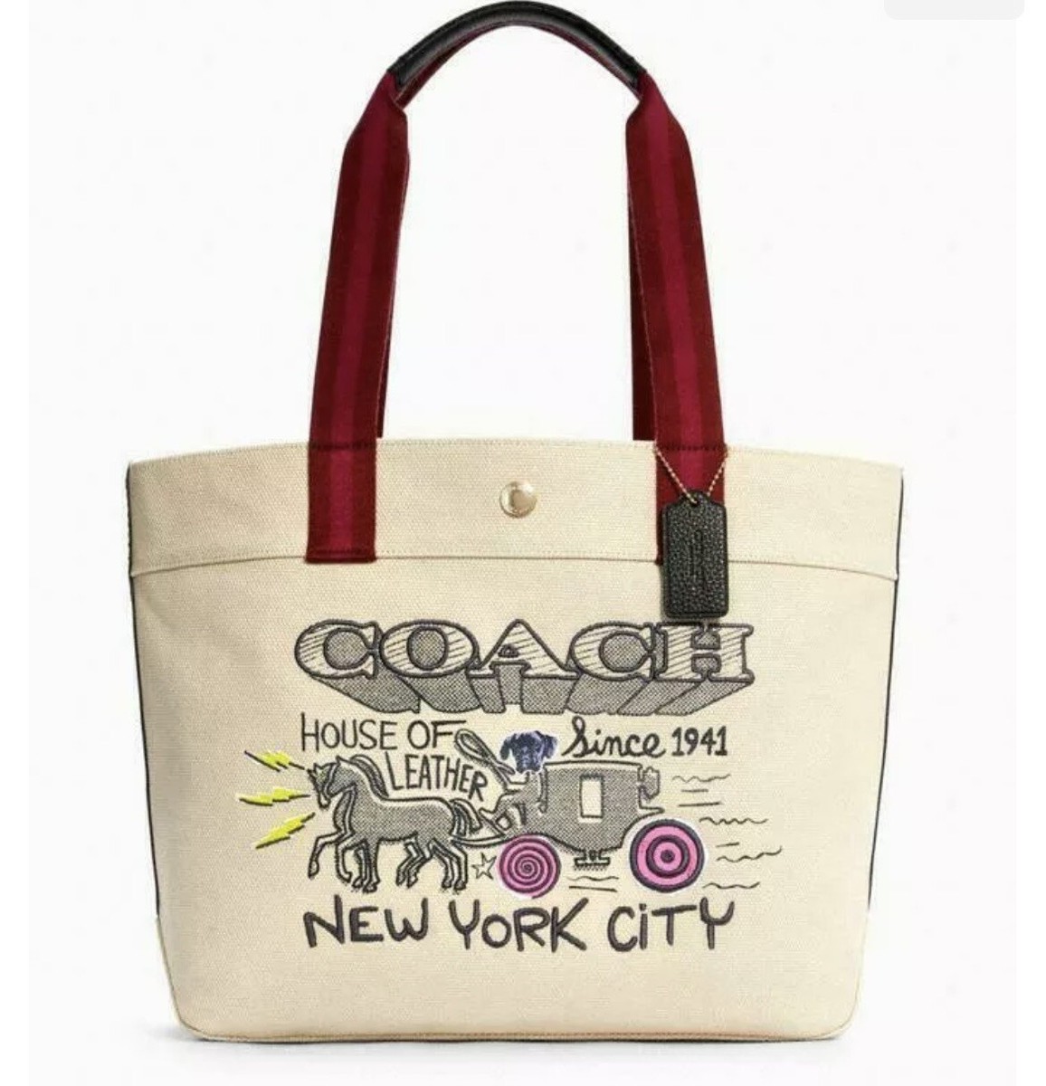 Brand New Coach Art School Canvas Tote In Natural/Multi