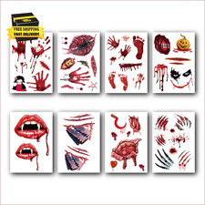 Halloween Temporary Tattoos  Halloween Face Tattoos  Fake Wounds  Fake Scars  Forcin