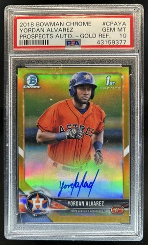 2018 Bowman Chrome Yordan Alvarez Prospects Auto Gold Refractor #/50 PSA 10