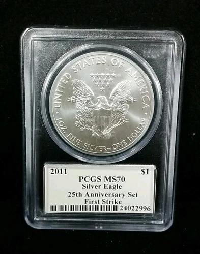 2011 $1 American Silver Eagle PCGS MS70 First Strike MERCANTI SIGNED Toned 7043