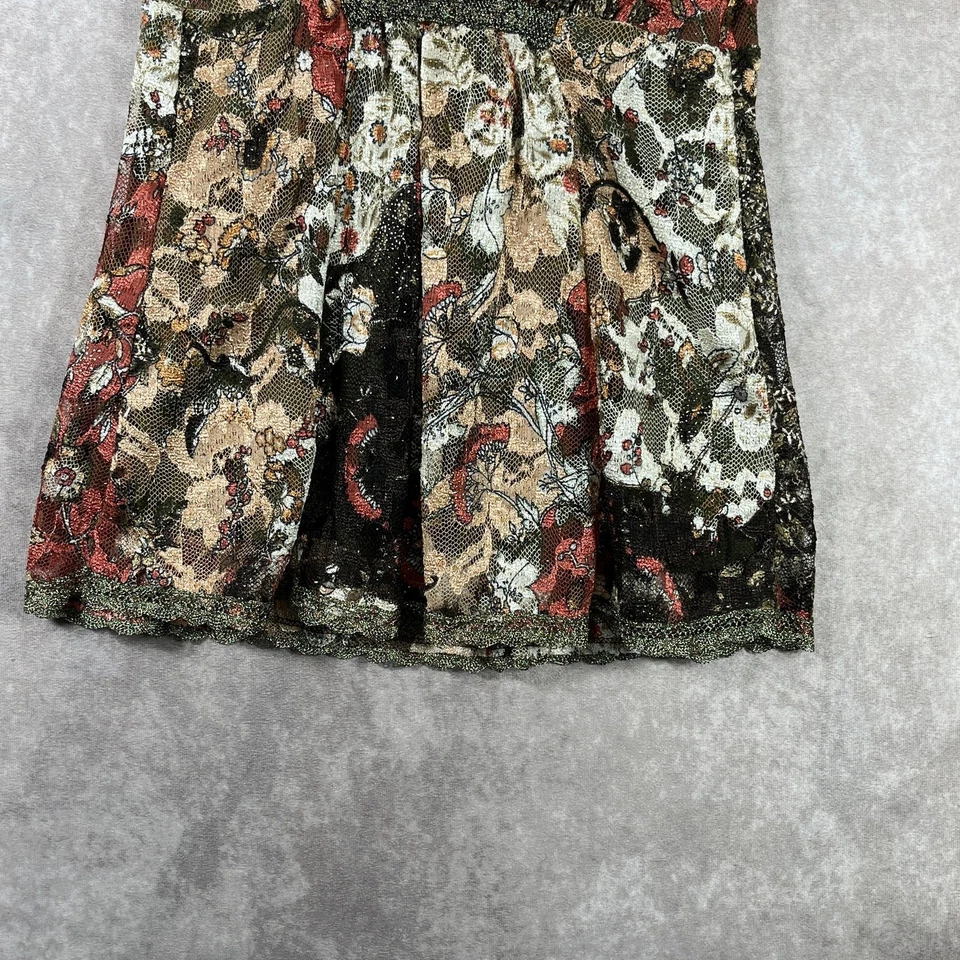 Weston Wear Top Mujer Mediano Verde Floral Encaje Malla Babydoll Boho Festival Foto 3 de 4