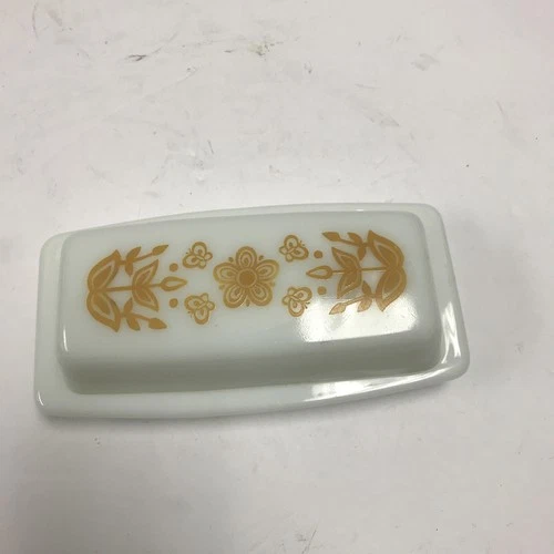 Vtg PYREX Butter Dish MCM Butterfly Gold Pattern 72-B Corelle Compatibles
