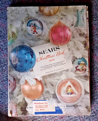 #ad 1958 Sears Wish Book Christmas Holiday Season Catalog Toys Clothes Decorations $75.00