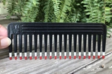 Vtg 80s 90s MEBCO Black Red Twice Color Dipped Wide Toothed Detangling Comb