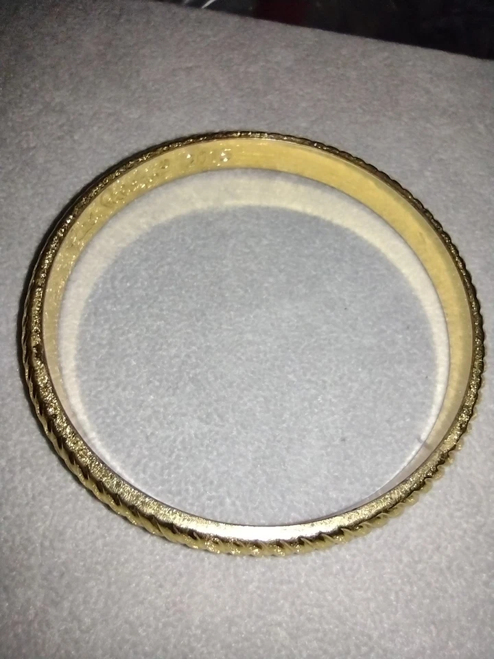 Lilly Pulitzer 2015 Gold Tone Diagonal Ribbed Minimalist Bangle Bracelet 7.75" - Image 2 of 4